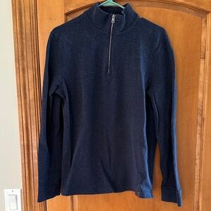 Roots Men's Deep Blue Quarter Zip-Up Sweater Medium